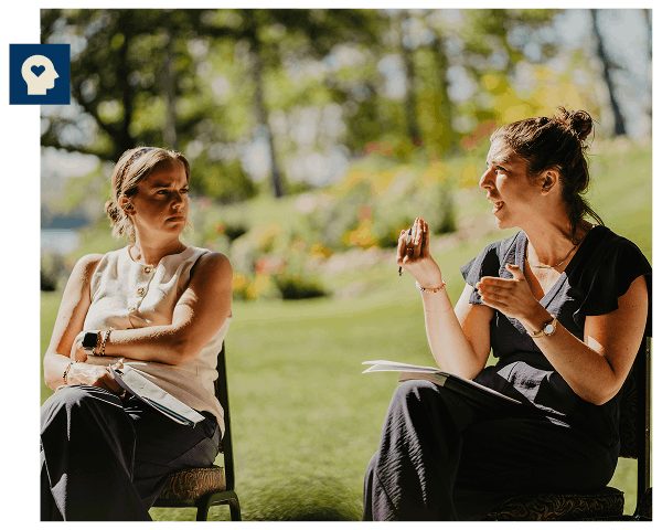 retreat participants having a discussion