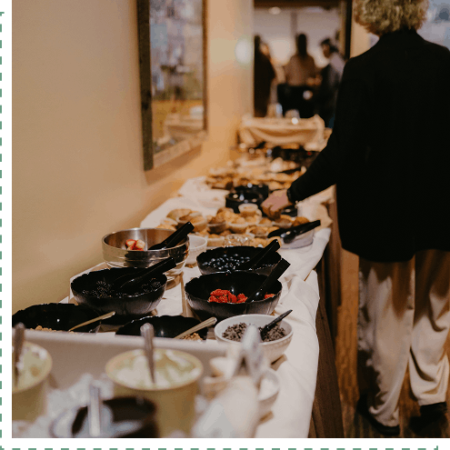 Buffet table of dining options