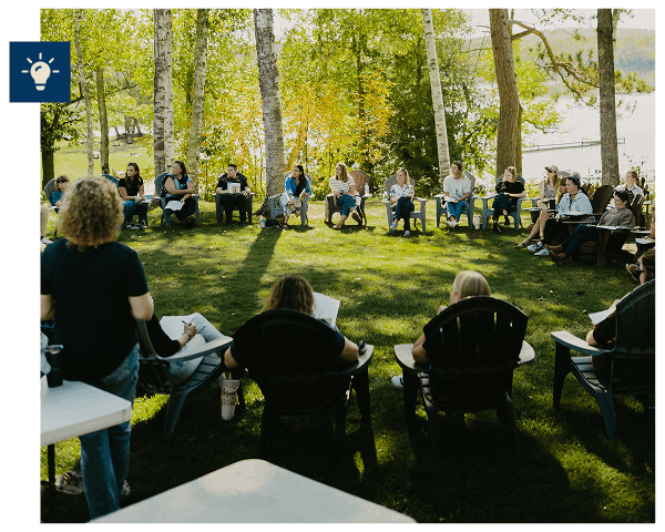 retreat participants in group outdoor activity